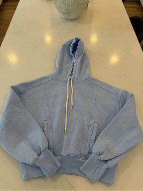 Women's Light Blue Pullover Hoodie with Drawstring